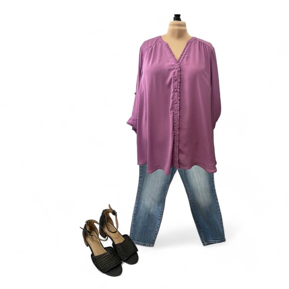 TORRID Harper - Lavender Ruffle Georgette Blouse, Size 5 - Picture 9 of 9